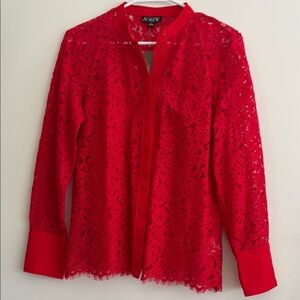 J. Crew Women's Red Lace Top